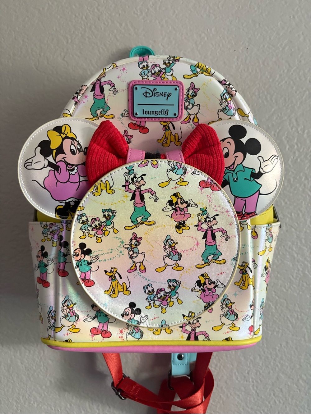 Disney 100 Mickey & Friends Classic AOP Iridescent Mini Backpack & Headband Set - Picture 2 of 8